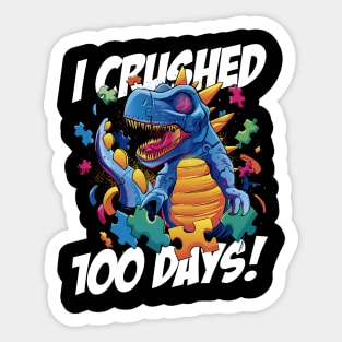 I Crushed 100 Days of School T-Rex Dinosaur Costume Sticker